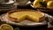 A tangy lemon tart with a buttery crust and a zesty lemon filling created with Generative AI
