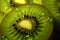 Tangy and tropical, close-up of succulent kiwi fruit slice