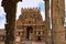 TANJORE, TAMIL NADU, INDIA - October 2016, Tourist at Rajarajan Tiruvasal, Third entrance gopura, Brihadisvara Temple