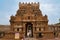 TANJORE, TAMIL NADU, INDIA - October 2016, Tourist at Rajarajan Tiruvasal, Third entrance gopura, Brihadisvara Temple