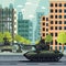 Tank in the city, russian ukrainan war