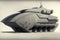 tank design with futuristic technology and sleek, aerodynamic design in pencil sketch