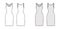 Tank dress technical fashion illustration with scoop neck, straps, knee length, fitted body, Pencil fullness. Flat