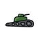 Tank icon in color drawing. Military weapon war.