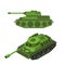 Tank Isometric on white background. Army technique. Armored fighting vehicles, tracked with gun and machine gun