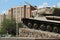 The tank monument and Parliament building in Tiraspol, Moldova, Transnistria