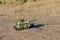 Tank races across the desert