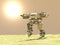 Tank robot in desert,3d ,render