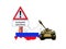 Tank with Russia map and economic sanctions sign