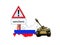 Tank with Russia map and sanctions sign