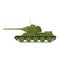 Tank Soviet World War 2 T34 medium tank. Military army machine war, weapon, battle symbol silhouette side view icon