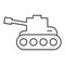 Tank thin line icon. Army war vehicle silhouette symbol, outline style pictogram on white background. Warfare or