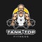 Tank Top Fitness Mascot Logo. Bald Man Vector Template Design.