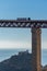 Tank truck driving through a viaduct