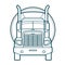 Tank truck front view, petrol transport truck outline icon, fuel cistern trailer