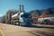 Tank truck parked in front of industrial gas station