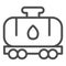 Tank wagon line icon. Chemical fuel railroad wagon. Oil industry vector design concept, outline style pictogram on white