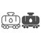 Tank wagon line and solid icon. Chemical fuel railroad wagon. Oil industry vector design concept, outline style