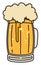 Tankard with bubbly and frothy beer in flat style, Vector illustration