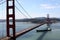 Tanker below the Golden Gate Bridge