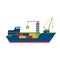 Tanker Cargo Ship with Containers. Vector Illustration