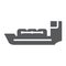 Tanker glyph icon, boat and ship, vessel sign, vector graphics, a solid pattern on a white background.