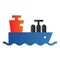 Tanker with oil or gas flat icon. Cargo ship, boat transportation. Fuel industry vector design concept, gradient style