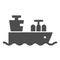 Tanker with oil or gas solid icon. Cargo ship, boat transportation. Fuel industry vector design concept, glyph style