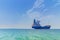 Tanker at open sea horizon