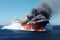 Tanker Ship Crashes In A Ocean Clear Sky