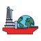 Tanker ship industry with world planet