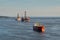 Tanker Ship and Oil Platform in Ocean
