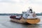 Tanker ship, owned by `Stolt Tankers` departing from port of Newark.