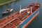 Tanker and steamboat on Kiel Canal