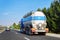 Tanker storage truck at asphalt highway, Poland. Business industrial concept