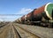 The tanks full of fuel and oil on the railway