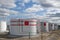 Tanks with oil for further transportation of oil through pipes at an oil refinery and oil pumping station