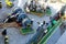 Tankship prow detail with crew at work, entering the Canal locks of Miraflores in the Panama Canal