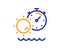Tanning time line icon. Uv sun protect sign. Vector