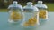 Tansy flowers in glass jars