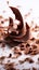Tantalizing Macro Shot of Chocolate Shavings Unfurling from Block on White Background