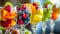 Tantalizing Mosaic: Blurred Assorted Fruit in Exquisite  Glasses