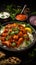 Tantalizing view Chicken tikka masala, basmati rice, Indian delicacies