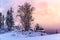 Tanvaldsky Spicak Mountain with rock view point at winter time, Czech Republic