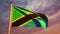 Tanzania flying flag at sunset dramatic sky - animation footage