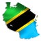 Tanzania map with flag
