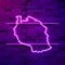 Tanzania map glowing purple neon lamp sign