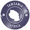 Tanzania map vintage stamp.