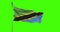 Tanzania national flag waving footage. Chroma key