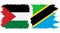 Tanzania and Palestine grunge flags connection vector